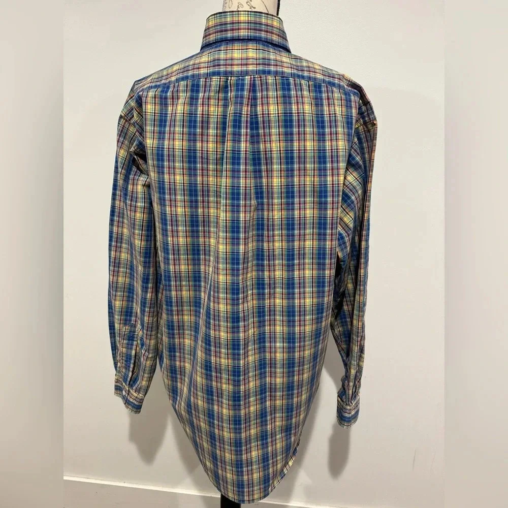 Polo Ralph Lauren Button Up Rainbow Multicolor Plaid Shirt Men’s size Large